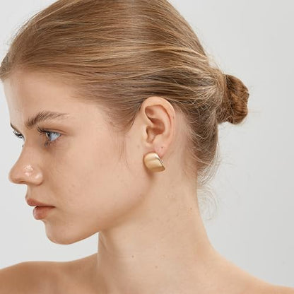 FANZE 2 Pairs Matte Gold Sliver Clip on Earrings for Women No Piercing | No Piercing Button Earring Comfortable Fashion Jewelry Gift - color: Set-3