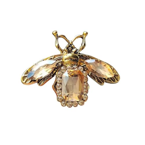 Rhinestone Bee Brooch Pin for Women Men Fashion Crystal Vintage Green CZ Emerald Insect Animal Brooches Lapel Pins Dainty Dress Accessories Jewelry Boutonniere Corsage for Hat Bag Suit Tie Wedding Birthday - color: Champagne