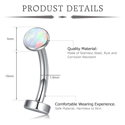 VCMART Belly Button Ring Belly Button Piercing Belly Rings Dangle Belly Button Rings Surgical Steel Clicker Floating Belly Button Rings for Women 14G Silver Gold Belly Navel Piercings Jewelry - color: A5 -3pcs, silver