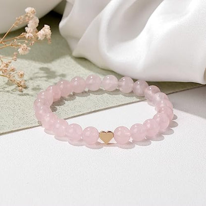 Healing Bracelet For Women Anxiety Beaded Bracelets Jewelry Healing Stone Crystal Bracelet Stress Relief Yoga Beads Chakra Bracelets Gifts For Women pink - color: Rose Quartz