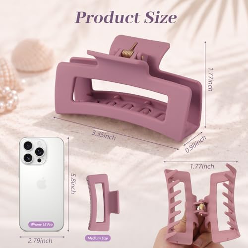 Auseibeely 4Pcs Cloud Claw Clips for Women, 3.35 Inch Medium Silicone Hair Clips, Non-Slip Squishy Claw Clip for Thin/Medium Hair, Strong Hold Durable Square Jaw Clip, Soft & Flexible, Multicolor - color: Silicone-3.35 Inch