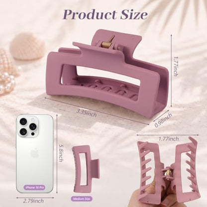 Auseibeely 4Pcs Cloud Claw Clips for Women, 3.35 Inch Medium Silicone Hair Clips, Non-Slip Squishy Claw Clip for Thin/Medium Hair, Strong Hold Durable Square Jaw Clip, Soft & Flexible, Multicolor - color: Silicone-3.35 Inch