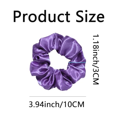 Silk Hair Ties Ponytail Holder Hairs Bow Ropes Elastics Hairtie Accessories Wide 0.8inch on Hair No Damage No Crease for Women Curly Thick Wavy Hair(30Pcs Taro Purple) - color: Taro Purple