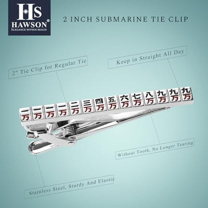 HAWSON Various Tie Clips for Men Unique, Funny Novelty Mens Tie Bar, Personalized Tie Pins for Men, Theme Wedding Party Gifts - style: Mahjong