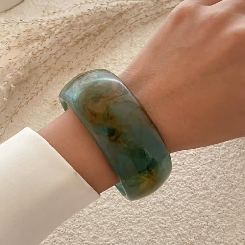 Colorful Acrylic Resin Open Cuff Bracelets Simple Transparent Chunky Thick Bangle Statement Irregular Geometric Resin Wide Wristband Chunky Acetate Wrap Cuff Bracelets - color: B-03