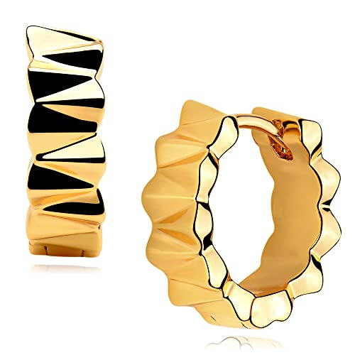 Cubic Zirconia Huggie Earrings 14k Gold Plated Tiny Earrings Small Huggie Hoop Earrings Simple Lightweight Hoops Gift for Women - color: 3angle