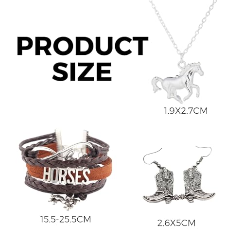 Western Jewelry Sets for Women Boho Jewelry, Layer Bohemian Necklace Earrings Bracelet, Cowgirl Accessory Rodeo Summer Beach - color: Silver Brown