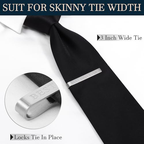 HAWSON Father of the Bride and Groom Tie Clip Best Man Skinny Stainless Steel Marriage Tie Bar Wedding Gift for Man - style: 2''-BEST DAD EVER