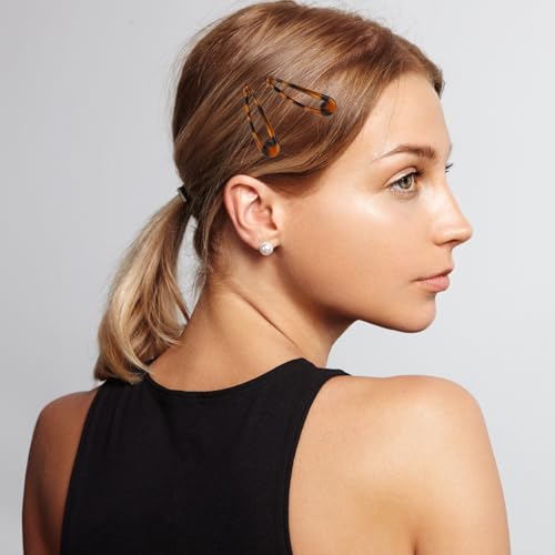 16 Pcs Snap Hair Clips, 4 Size Classic Tortoise Metal Hair Clips No Slip Oval Snap Hairs Clip for Women Girls Various Fine and Thick Hairs DIY Hairstyling Accessories
