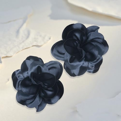 2Pack 6inch Extra Large Satin Brooches Lapel Pins Dainty Elegant Fabric Camellia Rose Flower Brooch Pin for Women Wedding Part Dance Clothes Accessories Jewelry - color: Cyan