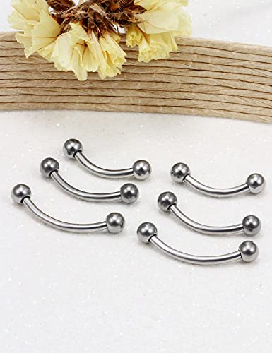 14G 16G Eyebrow Piercing Jewelry G23 Titanium Curved Barbell Eyebrow Ring Vertical Labret Lip Jewelry Rook Daith Earrings Piercing Jewelry for Women Men 6mm 8mm 10mm 12mm 14mm 16mm - color: 16G,8mm-10mm-12mm