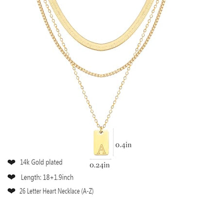 YANCHUN Layered Initial Necklace for Women Gold Dainty Layered Necklace Letter Pendant Necklaces Gold Chain Necklaces Set Trendy Jewelry Birthday Gifts for Women - color: K