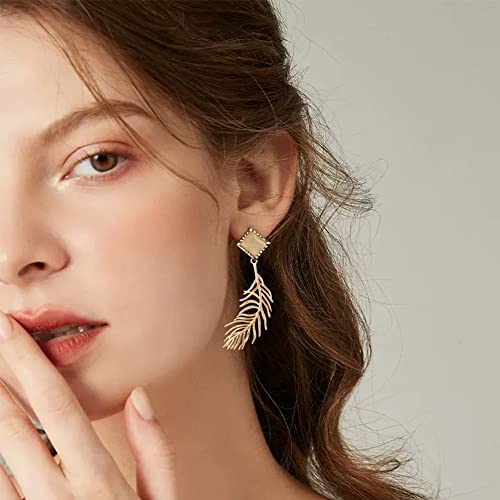 BENECREAT 12pcs Real 18K Gold Plated Brass Feather Pendants, 1.5x0.5x0.06inch Feather Charms Pendants for DIY Earrings Necklaces Bracelets, Hole: 1.2mm - color: Feather