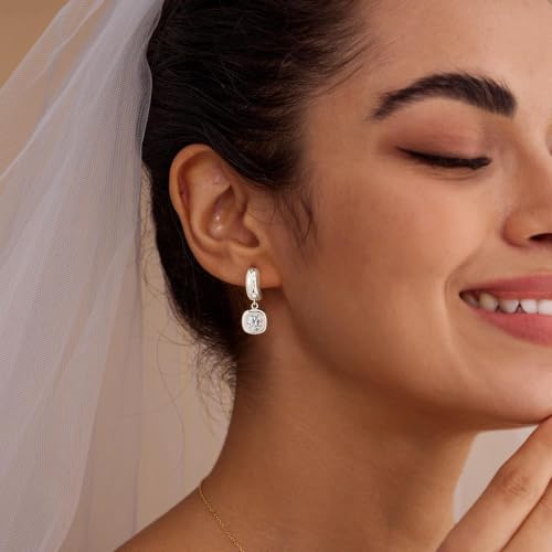 LLWOM Gold Dangle Earrings for Women-Trendy 14K Gold/Silver Plated Cubic Zirconia Huggie Hoop Earrings Teardrop Earrings Lightweight Hypoallergenic Statement Jewelry Gifts for Women - color: S-Dangle Hoop