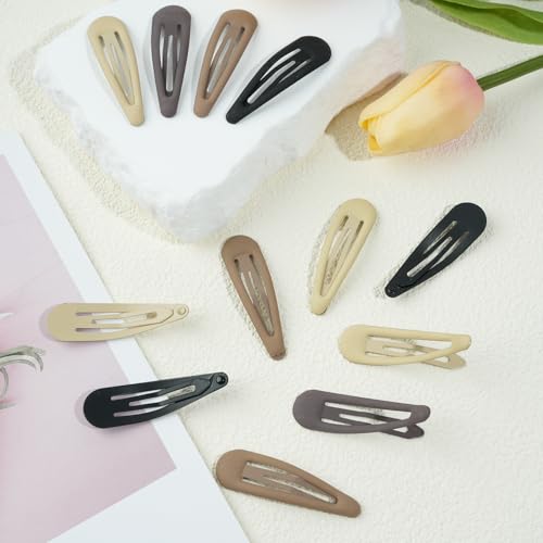 24pcs Snap Hair Clips, 2'' Matte Hair Clip, Nonslip Hairpin Accessories for Women Girls, Metal Barrettes, Neutral Color - color: 2'' Matte Neutral