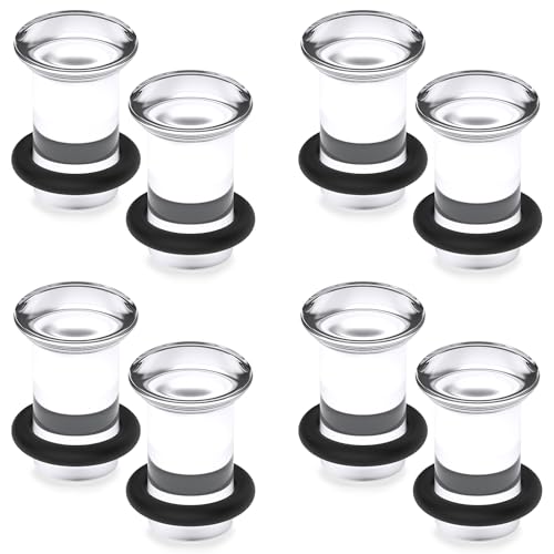 14G-12mm Solid Acrylic Clear Opalite/Black Gauges for Ears Plugs with O-Rings Single Flare Gauges Stretching Kit Ear Expander Piercing Jewelry for Women Men - color: Clear, size: 4G