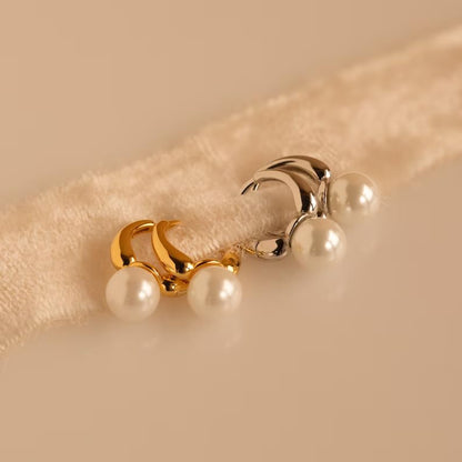 Pearl Earrings for Women 14K Gold Freshwater Pearl Hoop Earring Dangle Drop Wedding Earrings Bridal Bridesmaid Jewelry Gifts for Women - color: Gold pearl-13632