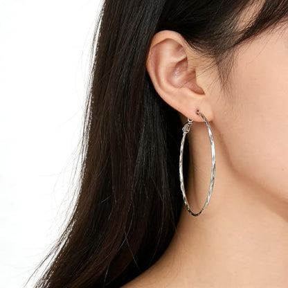 Hoop Earrings for Women, Hypoallergenic Stainless Steel Lightweight Thin Large Big Hoops Earrings Set for Women, Non Tarnish for Jewelry Gift 40MM - color: Silver-40mm