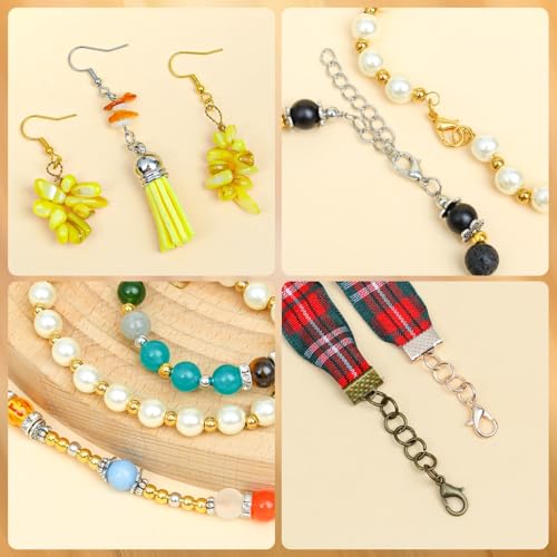 Jump Rings for Jewelry Making Kit, Open Jump Rings Jewelry Repair Kit for Necklace Bracelet, Lobster Clasps and Closures Repair Supplies Kit, (Gold) - color: Gold