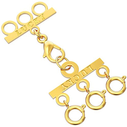 Dailyacc Lucky Necklace Layering Clasp 18K Gold and Silver Multi Strand Clasps for Stackable Necklaces - color: 1Pcs Gold 3 Clasp