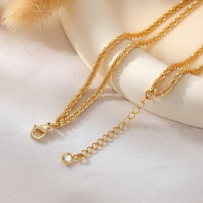Freekiss Sparkle Glitter Waterproof Ankle Bracelets for Women Trendy | Dainty Layered Anklet for Women Adjustable Womens Anklet Set Stackable Beaded Cuban Link Anklets Beach Jewelry for Women - color: ANKLET-Layered sparkle glitter-GD