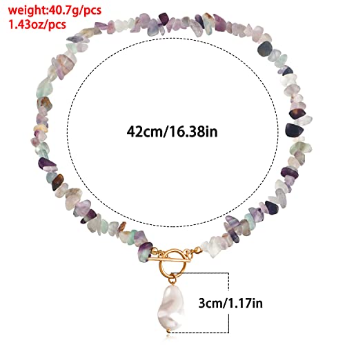 Bohemian Stone Pearl Choker Necklace for Women Dainty Natural Irregular Stone Choker Turquoise Beaded Lariat Necklace Simple Fashion OT Toggle Spiritual Handmade Jewelry - color: White Green