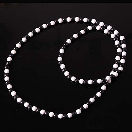 COLORFUL BLING 8MM Natural Wood Bead Necklace Africa Wooden Chain Statement Unisex Chunky Strand Necklaces Hip Hop Jewelry - color: white black