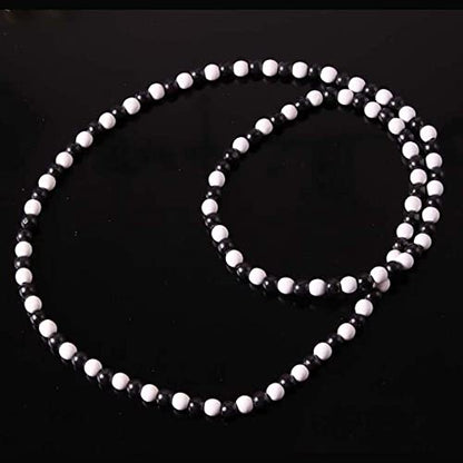 COLORFUL BLING 8MM Natural Wood Bead Necklace Africa Wooden Chain Statement Unisex Chunky Strand Necklaces Hip Hop Jewelry - color: white black