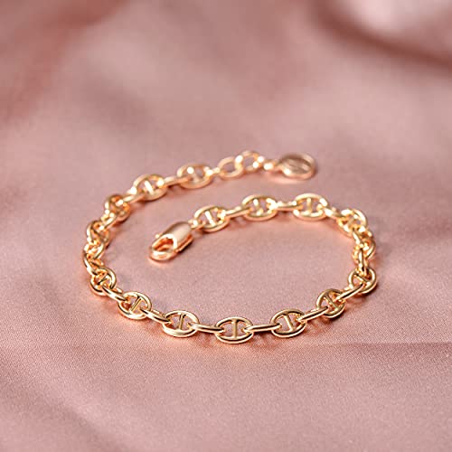 LOYATA Chain Bracelet Gold Link 14K Gold Plated Dainty Pearl Bracelet Simple Jewelry Gift for Women - style: coin 1