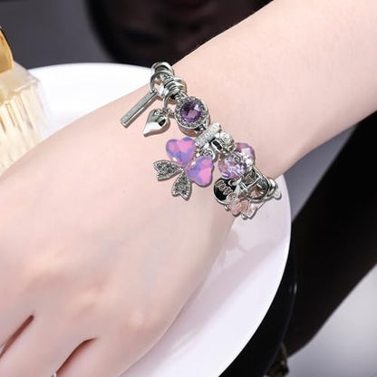 DS Charm Bracelets for Girls Adjustable Silver Stainless Steel Gift Box | Cute Cartoon Charms,Friendship Jewelry,Birthday Gifts,Teen Kid Fit, Tarnish Resistant,Stackable Trendy Daily Wear - style: Silver-butterfly 5
