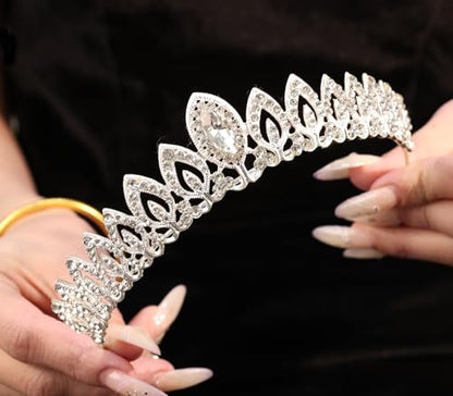 Wedding Crystal Tiara for Women Elegant Bridal Pearl Rhinestone Crown Swan Queen Princess Costume Crown Star Crystal Headpiece Accessory for Cosplay Birthday Party - color: Crystal 2
