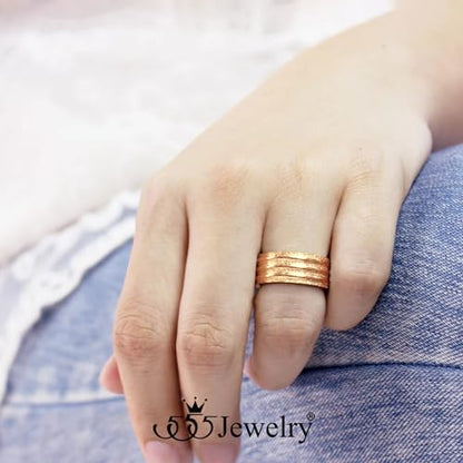 555Jewelry 4mm Sandblast Stainless Steel CZ Wedding Band Ring for Women & Men - color: Rose Gold Style 4