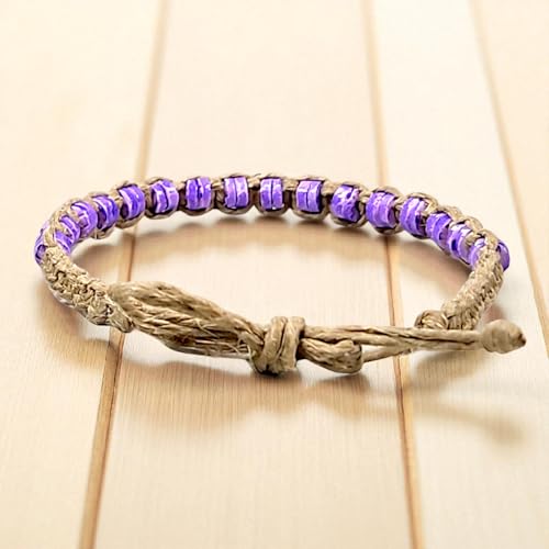 BlueRica Hemp Anklet with Puka Shell Beads - style: Purple