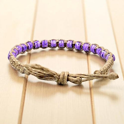 BlueRica Hemp Anklet with Puka Shell Beads - style: Purple