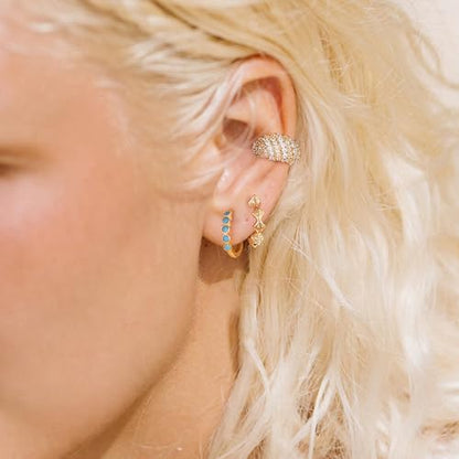 Chunky Ear Cuff Earrings for Women Single | Non Piercing, Clip On, 14K Gold Plated, Cubic Zirconia, Hypoallergenic, Jewelry Gifts - style: Oblique Diamond