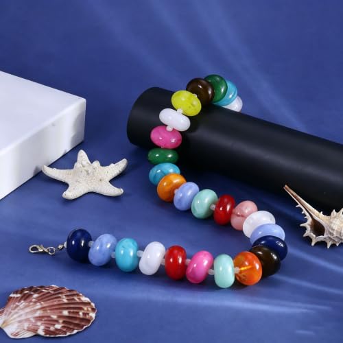 CSIYANJRY99 Chunky Beaded Necklace for Women, Large Colorful Resin Beads Statement Necklace, Boho Summer Beach Vacation Jewelry Gifts - color: Colorful