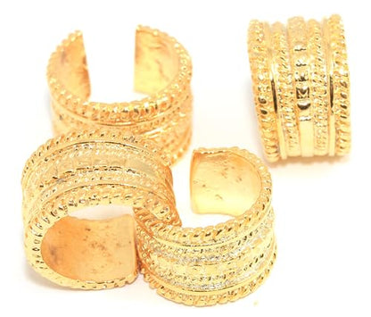 1/3/5 pcs 17x18mm 18K Gold Plated Adjustable Chain Ring – Thick Stacking Ring Brass Jewelry Finding (1)