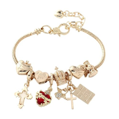 Cross bracelet for women Sacred Heart of Jesus Gold Bracelets for Women Confirmation and Baptism Gifts, Encouragement Presents for Mom Sister Daughter and Friends, Christian Jewelry | sacred heart bracelet,christian bracelet,heart bracelet for women,catho