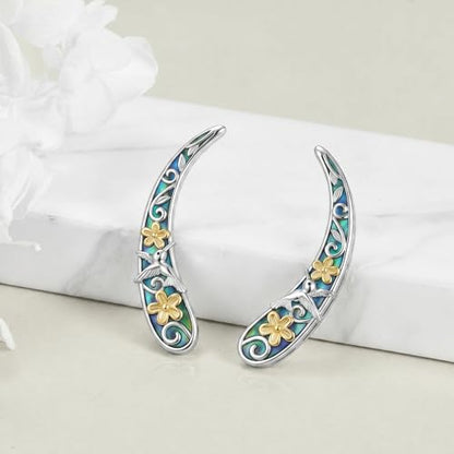 Ear Climbers Earrings for Women Sterling Silver Vintage Ear Crawler Earrings Jewelry Gifts for Women - style: Hummingbird Sunflower