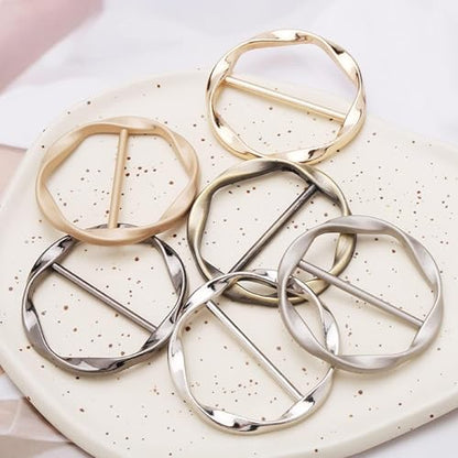 Long tiantian 6PCS Scarf Ring Clip Scarf Rings for Women Button Covers for Women Blouses Shirt Tightener Clip Cinch Pin Clothes Jewelry - color: 6pcs