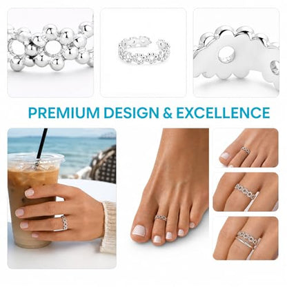 Flower Toe Ring for Women Hawaiian Leaf Big Rings Chic Design Adjustable 925 Sterling Silver Toe High Polish Flower Rings Comfort Fit Rings Pure Stainless Steel Floral Band Stylish Toe Rings