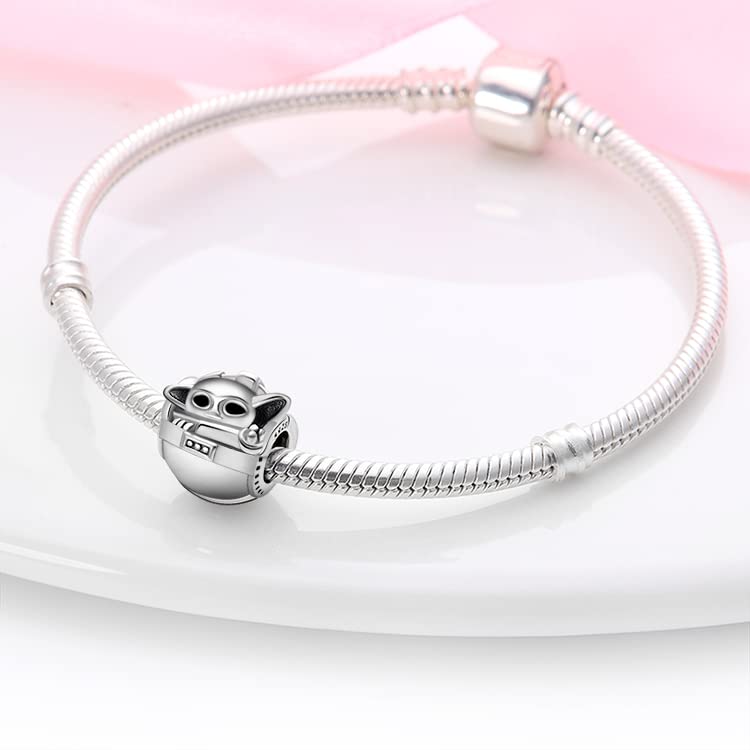 LIGHTDOG 925 Sterling Silve Charms fits Pandora Bracelets Necklace,5A Zircon Dangle Pendant Bead,Mother's Day Gift Jewelry Beads for Women - style: The Child,Yoda Charm
