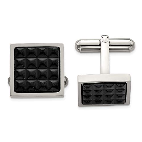 Stainless Steel Men's Black IP Studded Cufflinks