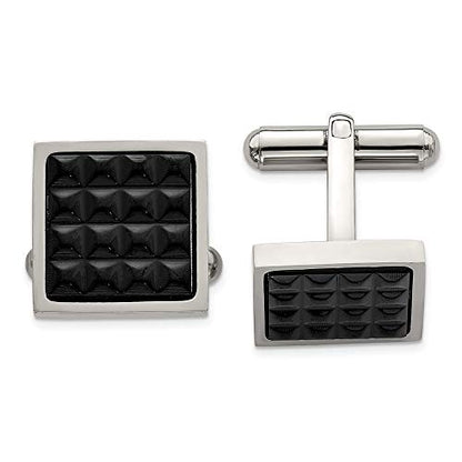 Stainless Steel Men's Black IP Studded Cufflinks