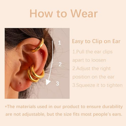 Ear Cuffs Non Piercing Aretes De Mujer Gold Chunky Earrings for Women Clip On Earrings Non Tarnish Gold Earrings Gifts Trendy Stuffers - color: 4PCS Silver Gold Huggie Ear Cuff