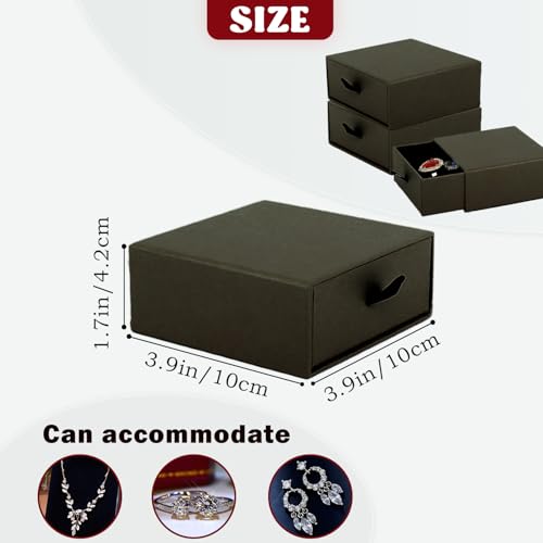 Nsmykhg Jewelry Gift Box Velvet-Lined,12 Pack Compact Drawer Style for Earrings & Rings, Necklace & Bracelet Organizer, 3.93x3.93x1.65 Inches, Stackable Elegant Jewelry Display & Storage Box (Coffee) - color: Coffee