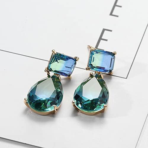 Crystal Earrings CXUEMH Teardrop Earrings for Women Blue and Green Dangle Earrings Elegant Earrings for Prom Emerald Green Earrings Formal Jewelry Crystal Drop Earrings - color: Style B