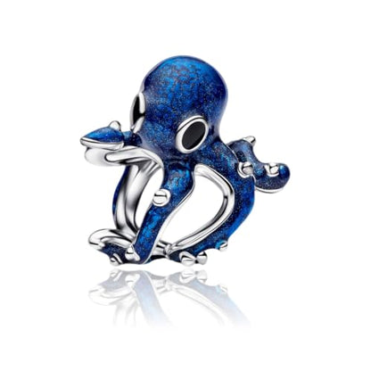 Family Love Mother Daughter Grandma Charm 925 Sterling Silver fits Bracelets Necklace Pendant Bead Charms Jewelry Gift for Women Family Friends - color: Blue Octopus Charm