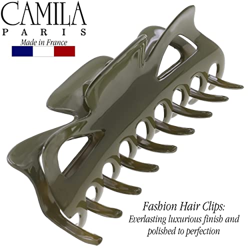 Camila Paris CP3504 French Large Hair Clips for Women Thick Hair for Long Curly Wavy Hair, Girls Hair Claw Clip, Durable Styling Big Claw Clip for Thick Hair, Strong Hold No Slip Grip, Made in France - color: Green 4.5"