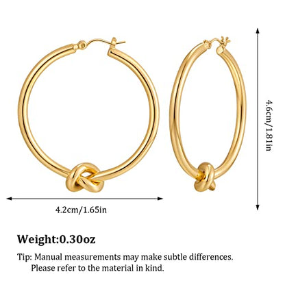 Large Gold Knot Hoop Earrings for Women 18K Gold Hoop Earrings Statement Lightweight Hoops Trendy Gold Hoops Earrings Jewelry - color: B-Big Hoop Earrings-Gold
